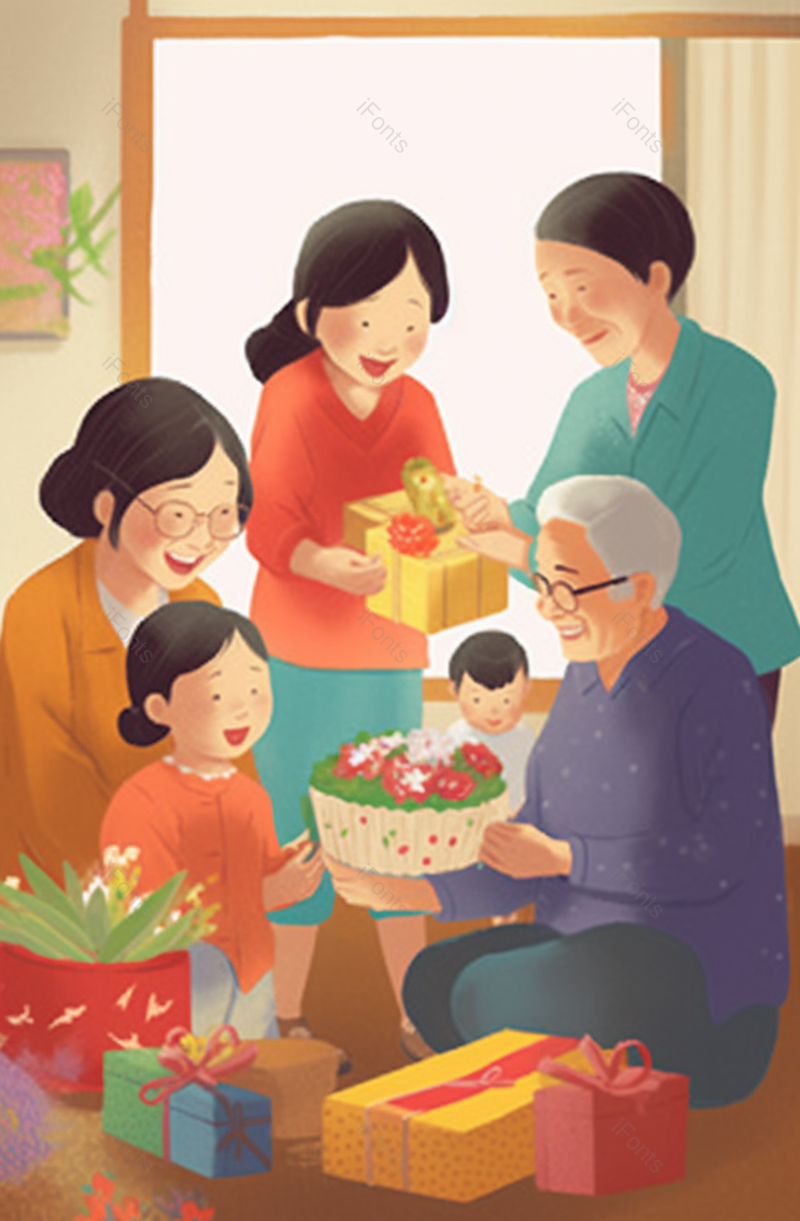 一家人过生日热闹手绘背景,插画/手绘图,插画/手绘图库,插画/手绘图下载,插画/手绘